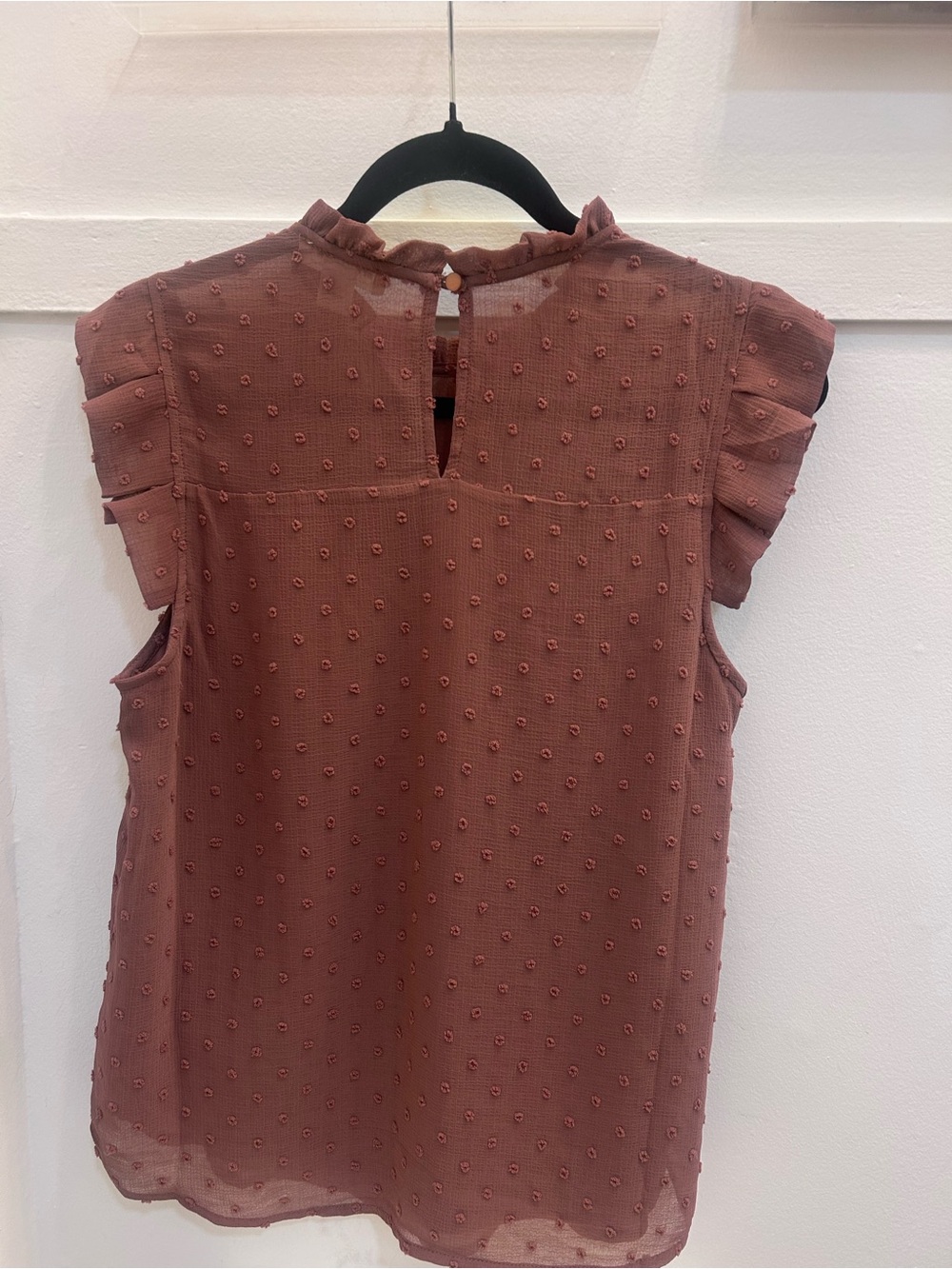 Monteau Dusty Pink Swiss Dot Ruffle Sleeve Blouse - Picture 6 of 6